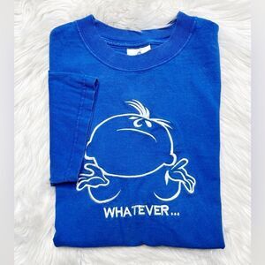 Alstyle Apparel & Activewear Short Sleeve Whatever T-Shirt Blue & White Medium